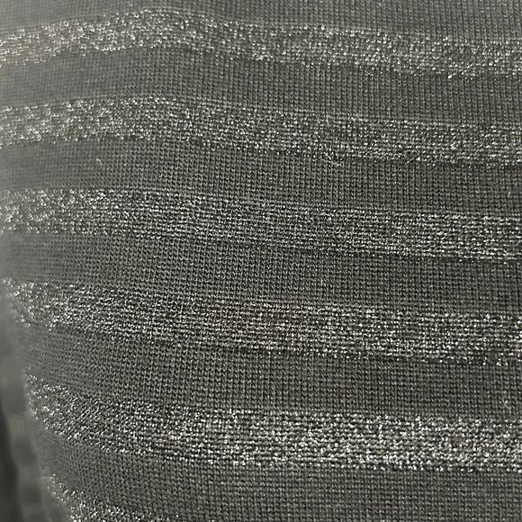 ALLSAINTS women's black silver metallic Rita stripe oversize tee size S - Picture 2 of 9